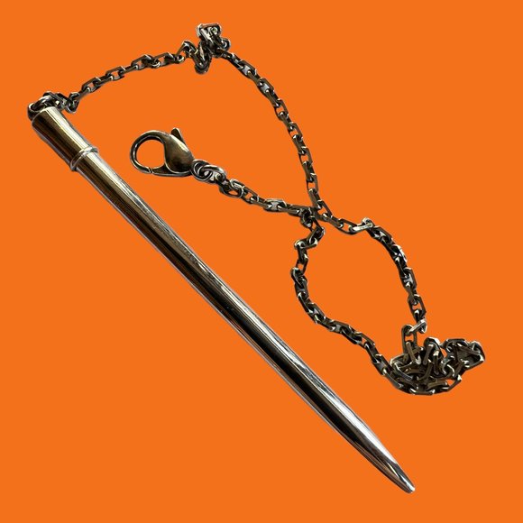 Hermes Sterling Silver Purse or Agenda Pencil 3 1/2" Chain 10 1/2" Lobster Lock - Picture 8 of 10